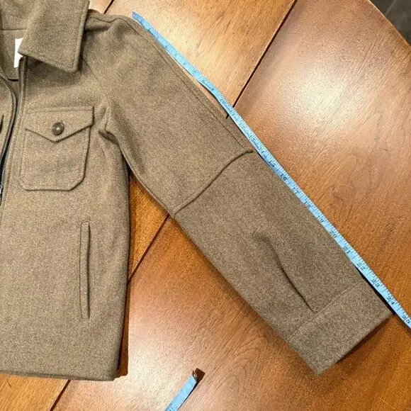 Avec‎ Les Filles Felted Zip Shacket Coat Oatmeal Brown Small Fall Anthropologie - Picture 12 of 16